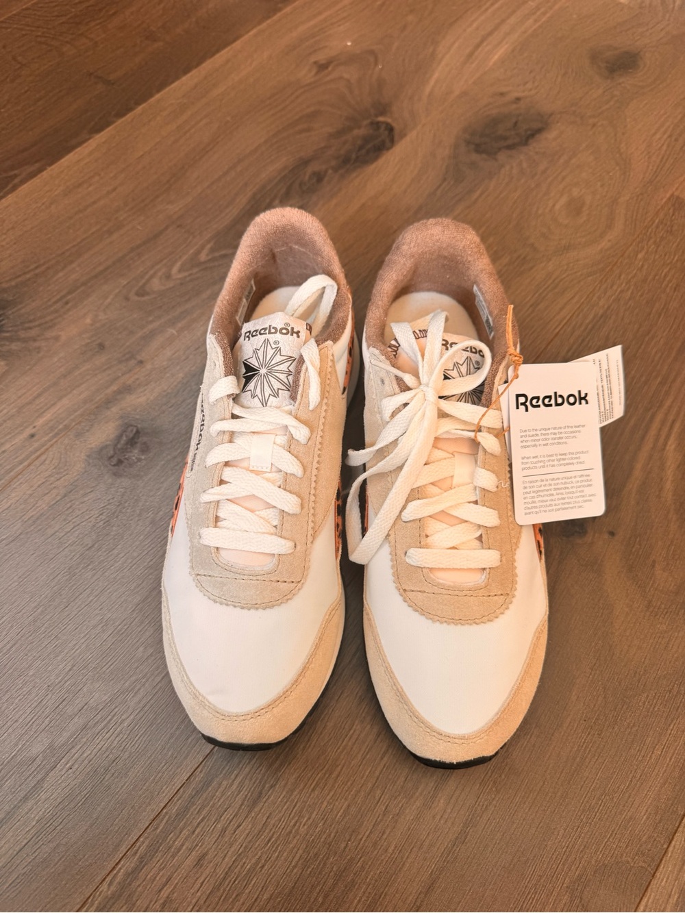 Reebok Women Beige, White & Leopard-Accent Sneakers - Picture 2 of 4